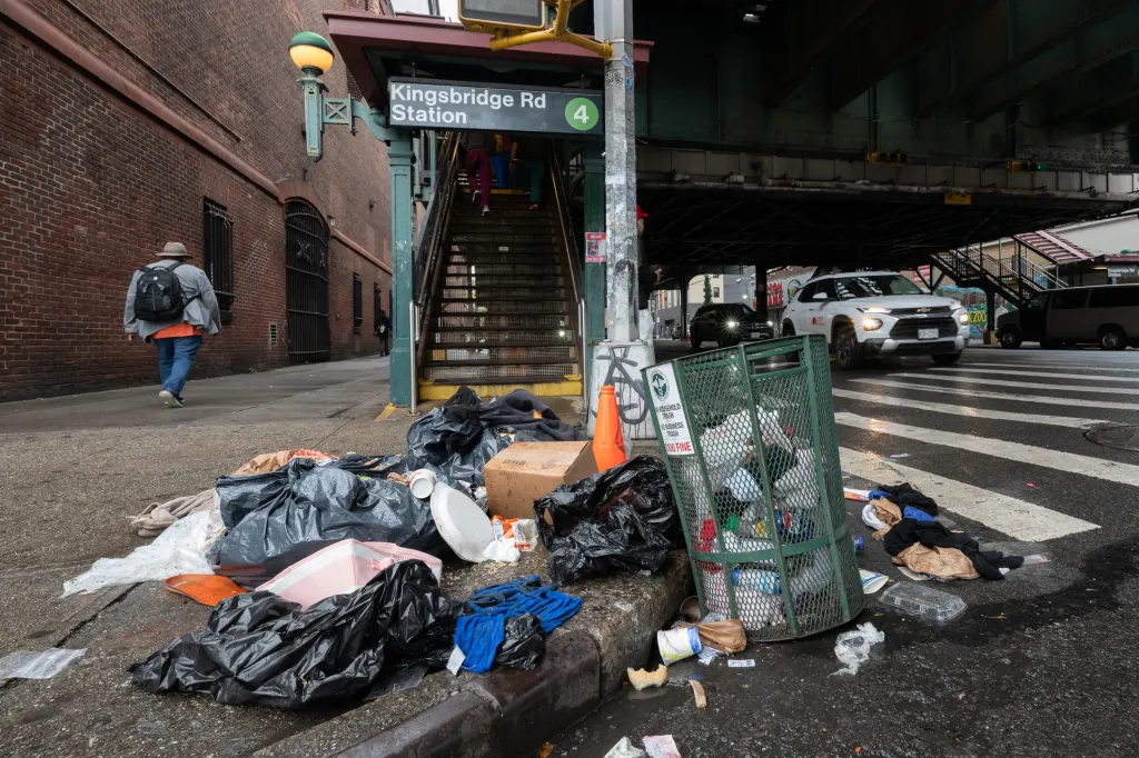 Single-use plastic litter outside of Kingsbridge Road train station